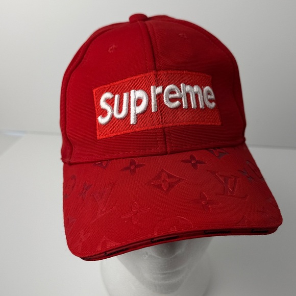 Supreme Red Monogram Cap - Picture 4 of 5